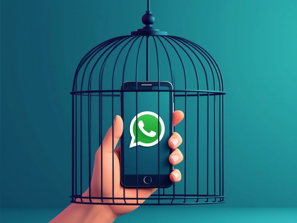 Ilustração de um smartphone mostrando o ícone de proibição no WhatsApp